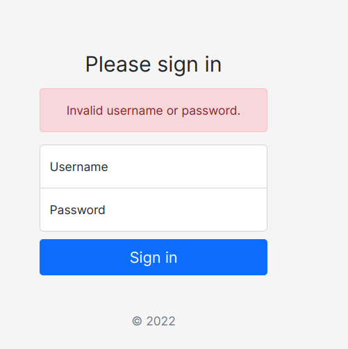 dev login page