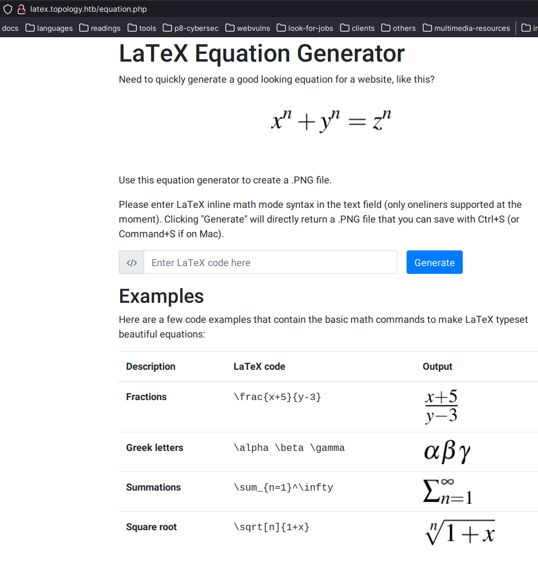 latex generator page
