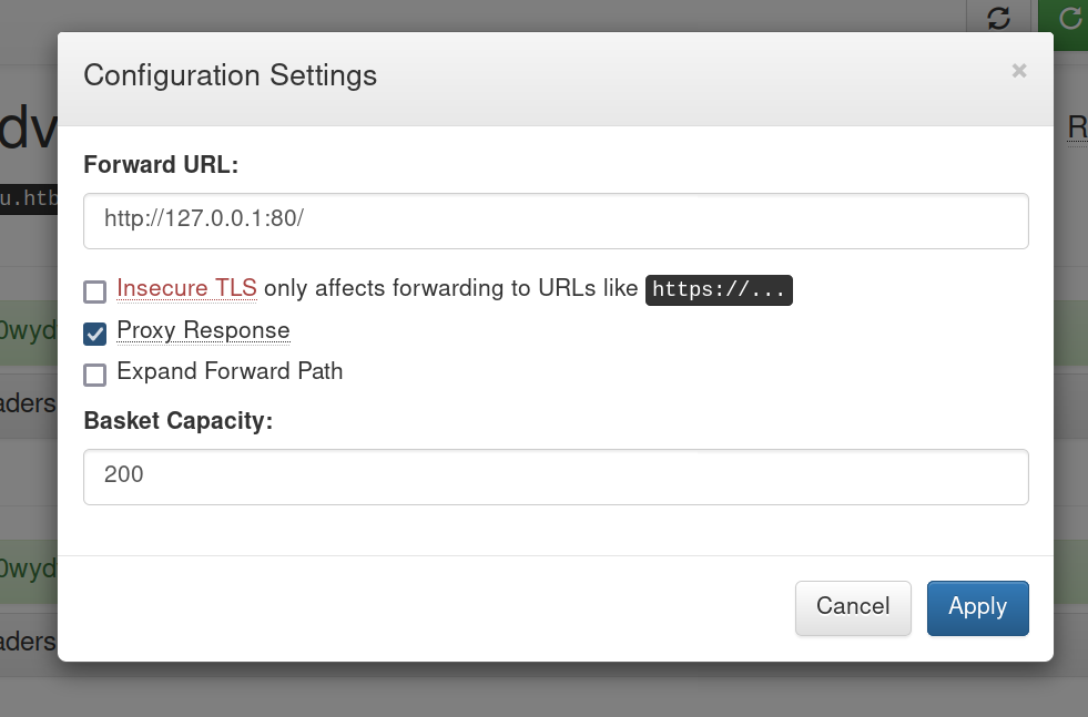 Basket and url forwarding